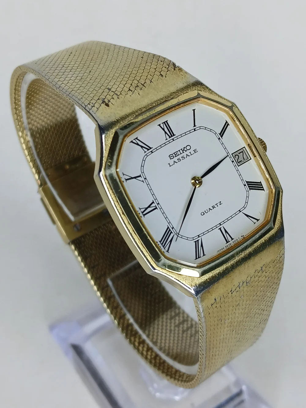 Vintage Seiko Lassale 5939-5009 Quartz Gold Tone White Dial Roman Numeral Watch